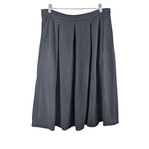 Boden Black Pleated Skirt size 12 Long -Zipper - Knee Length Preppy Classic